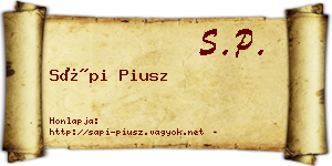 Sápi Piusz névjegykártya